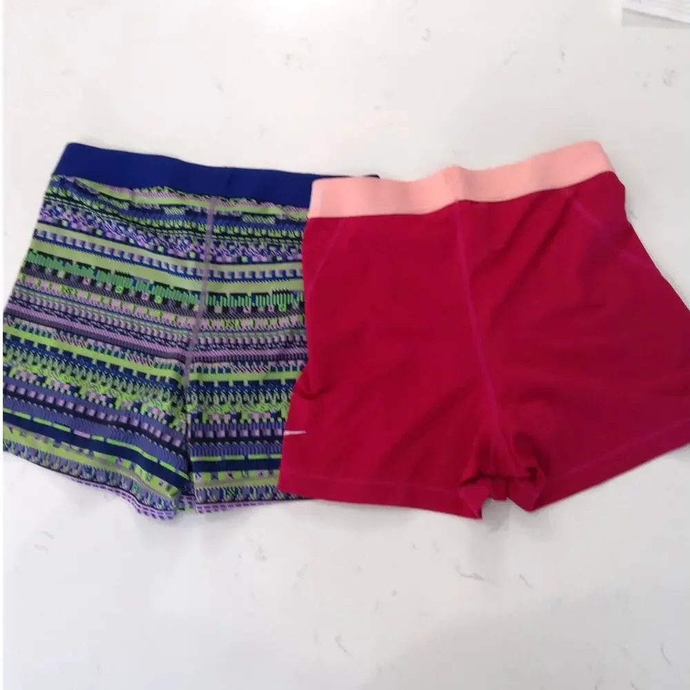 Nike Pro shorts bundle (2) size large pink blue Geo athletic comfortable - Picture 3 of 6